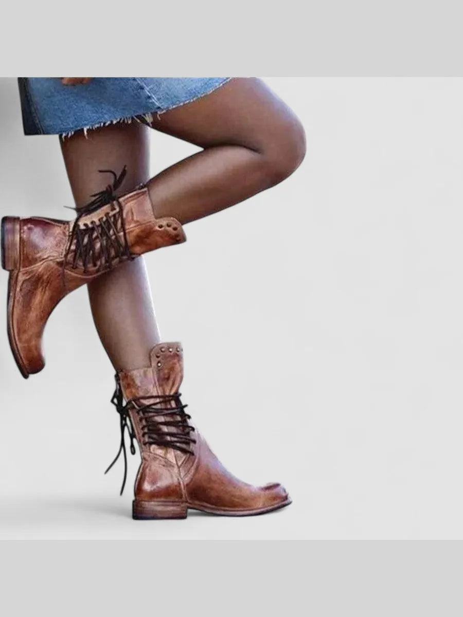 Úrsula | Botas Vintage con Cordones y Tachuelas